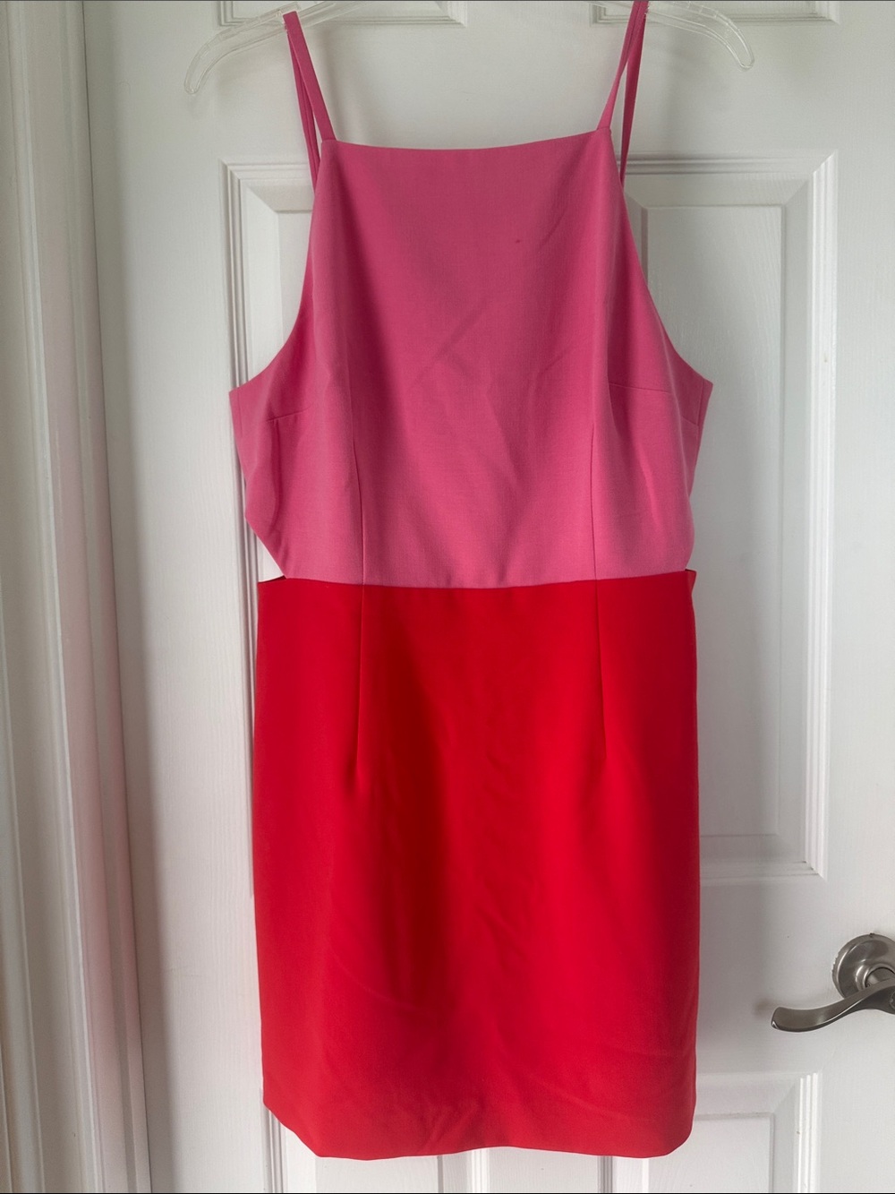 French Connection Pink Red Colorblock Mini Dress Size 10 Strappy